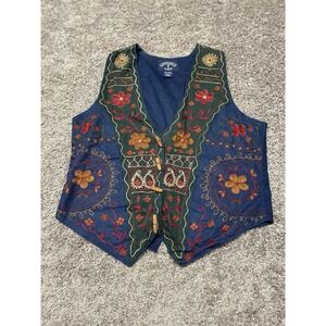 Solutions Vest Medium Vintage Y2K Boho Cottagecore Floral Country Western